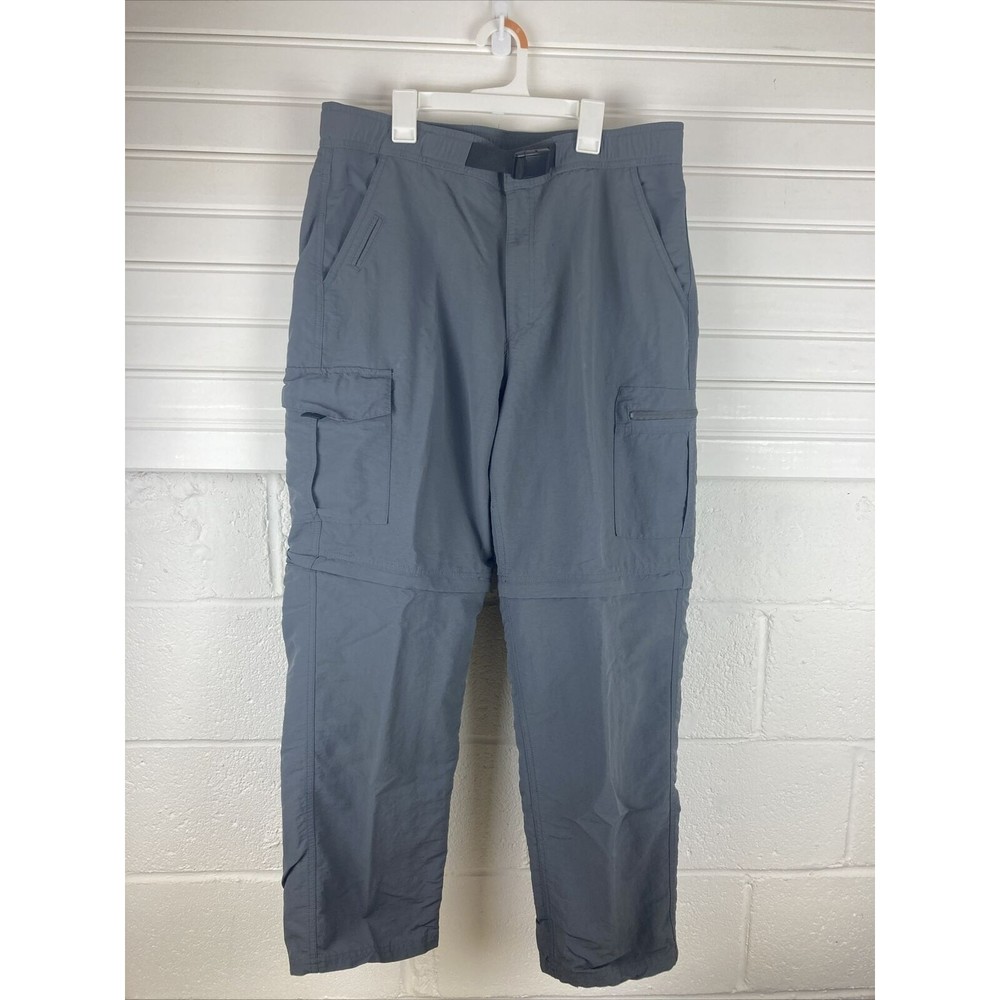 Nordic Track Cargo Zipper Convertible Nylon Pants Buckle Belt Gray Mens 36x30